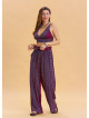 Purple Summer Harem Trousers with Elastic Waist Belt Detail 4570